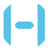 Icône de support informatique et de logiciel – Genève Logo en forme de « H » bleu clair servant d'icône pour des services informatiques professionnels et du support à Genève.