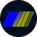 Icône de logo ronde et sombre avec des bandes colorées pour des services informatiques à Genève.