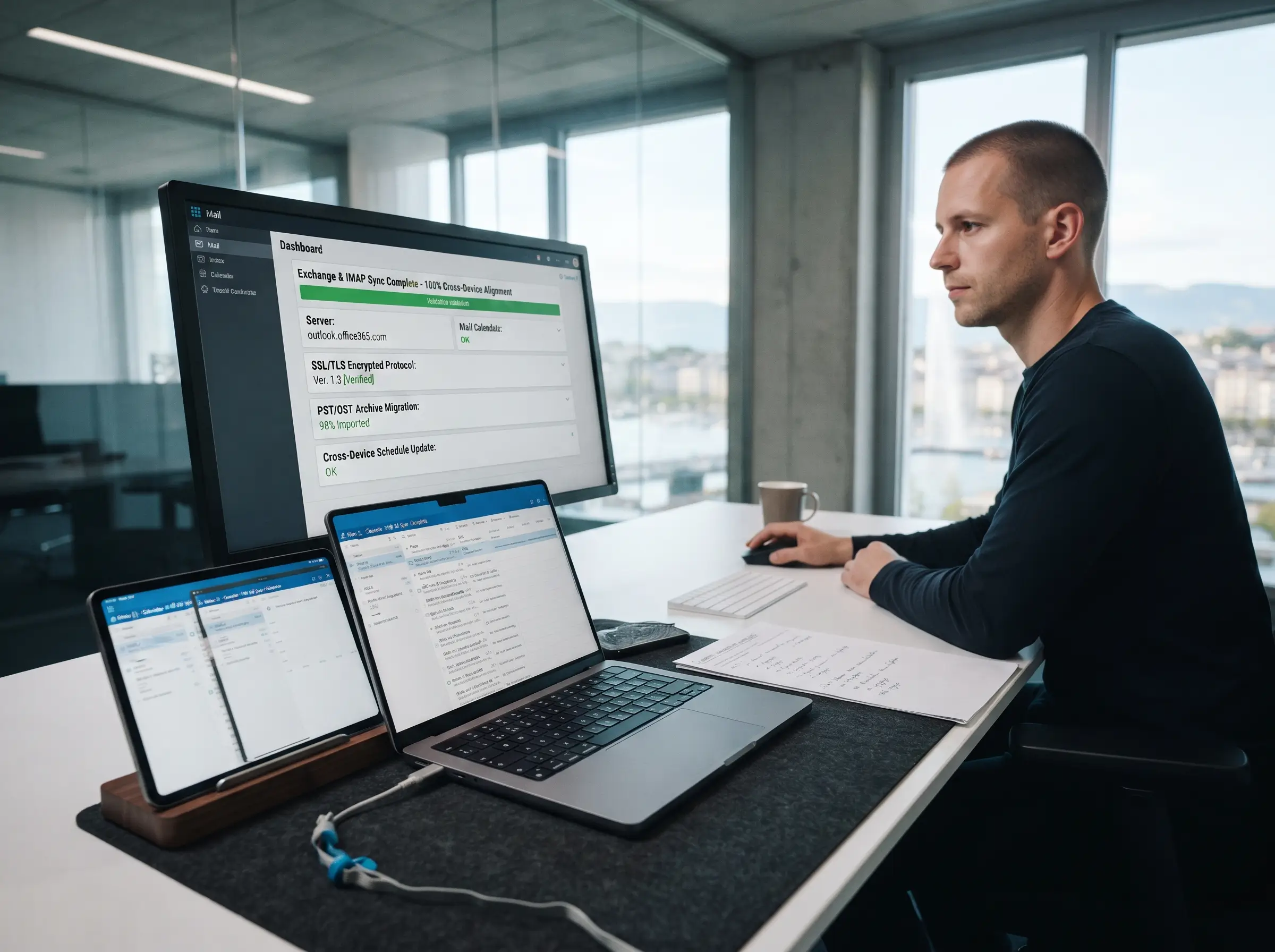 Un spécialiste informatique pour une migration d'e-mails Exchange et une synchronisation cloud avec de nombreuses agences à Genève parch.