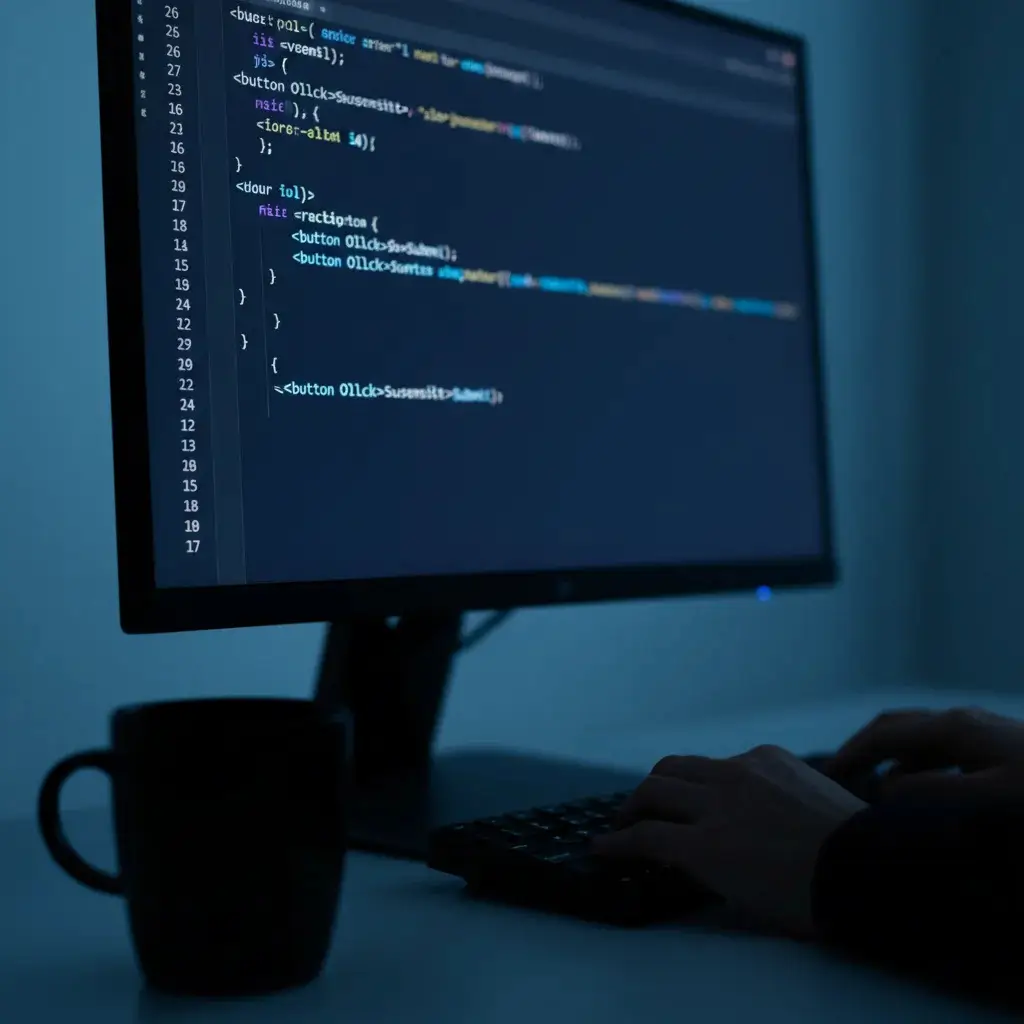 Développeur codant un site web, un service proposé par notre entreprise informatique à Genève pour PME