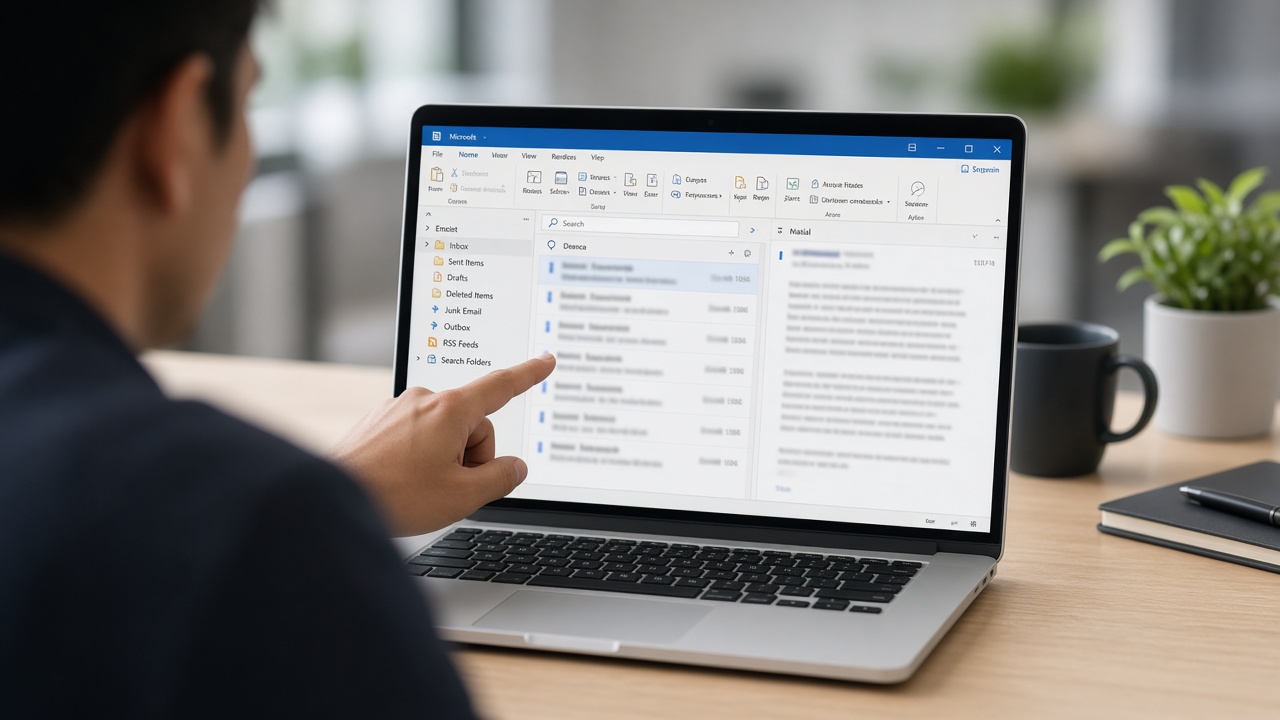 Personne montrant des messages sur l’écran d’un ordinateur portable